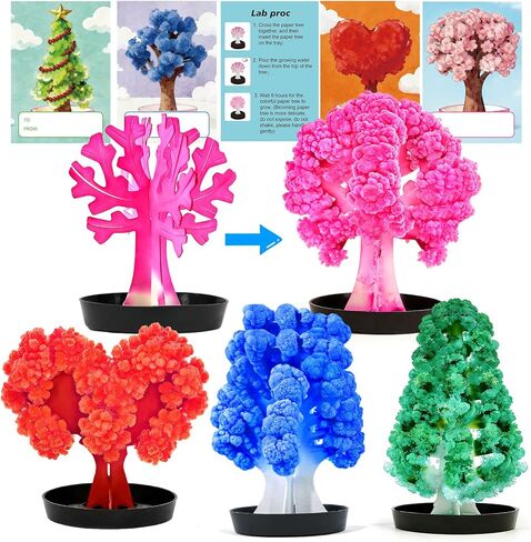 24 Pcs Growing Crystal Trees Bulk with Cards for Kids STEM Science Experiment Kit Party Favors Classroom Prizes Goodie Bags Stuffers Gifts Exchange for Boys and Girls in Kuwait