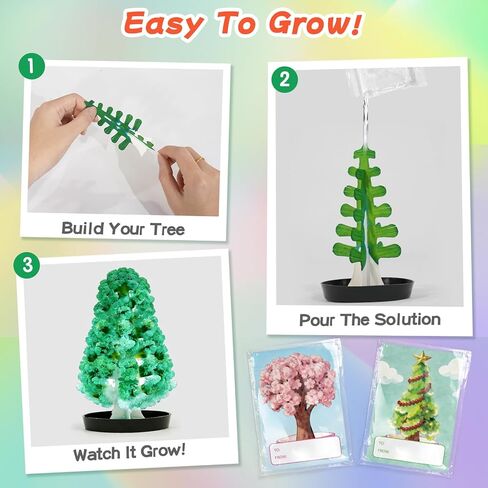 24 Pcs Growing Crystal Trees Bulk with Cards for Kids STEM Science Experiment Kit Party Favors Classroom Prizes Goodie Bags Stuffers Gifts Exchange for Boys and Girls in Kuwait