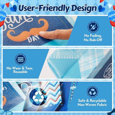 AIGIMU 48Pcs Father's Day Party Gift Bags Bulk, Happy Father's Day Reusable Non-Woven Gift Tote Bags with Handles for Dad Gifts, Best Dad Party Treat Supplies for Fathers Day Celebration in Saudi Arabia