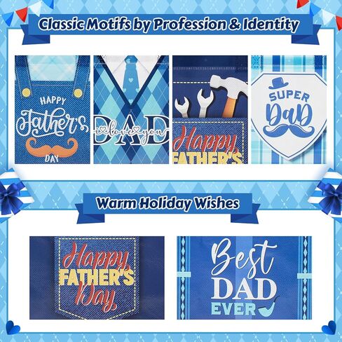 AIGIMU 48Pcs Father's Day Party Gift Bags Bulk, Happy Father's Day Reusable Non-Woven Gift Tote Bags with Handles for Dad Gifts, Best Dad Party Treat Supplies for Fathers Day Celebration in Saudi Arabia