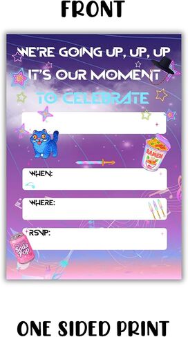 Lashicorn Hunter Birthday Party Invitations Cards 30pk 5x7" Postcards Singer Anime K Fans Pop Themed Party Character Demon We’re Going Up in Kuwait