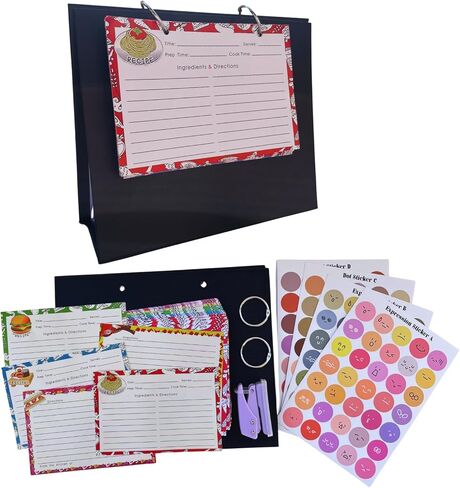 Recipe Cards 4x6 Inch, 50 Pieces Double Sided Blank Recipe Cards for Bridal Shower, Wedding, Cooking Class, Kitchen Diary & Family Heirloom, 5 Food Designs in Kuwait