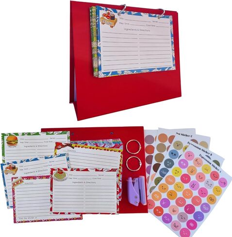 Recipe Cards 4x6 Inch, 50 Pieces Double Sided Blank Recipe Cards for Bridal Shower, Wedding, Cooking Class, Kitchen Diary & Family Heirloom, 5 Food Designs in Kuwait
