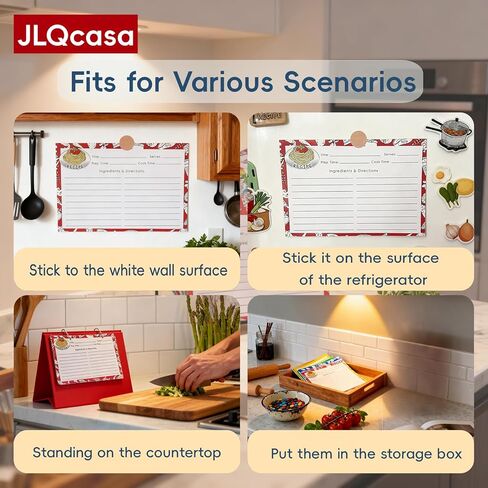 Recipe Cards 4x6 Inch, 50 Pieces Double Sided Blank Recipe Cards for Bridal Shower, Wedding, Cooking Class, Kitchen Diary & Family Heirloom, 5 Food Designs in Kuwait