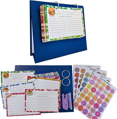 Recipe Cards 4x6 Inch, 50 Pieces Double Sided Blank Recipe Cards for Bridal Shower, Wedding, Cooking Class, Kitchen Diary & Family Heirloom, 5 Food Designs in Kuwait