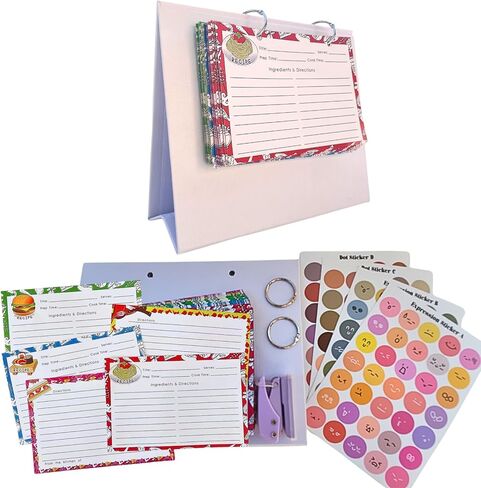 Recipe Cards 4x6 Inch, 50 Pieces Double Sided Blank Recipe Cards for Bridal Shower, Wedding, Cooking Class, Kitchen Diary & Family Heirloom, 5 Food Designs in Kuwait