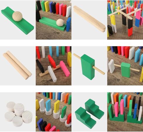 Calmado – 450 PCS Wooden Dominos for Kids - Domino Toys for Outdoor or Indoor Game, Dominos for Kids Ages 4-12 Including Bag, Instruction Manual & Accessories in Saudi Arabia