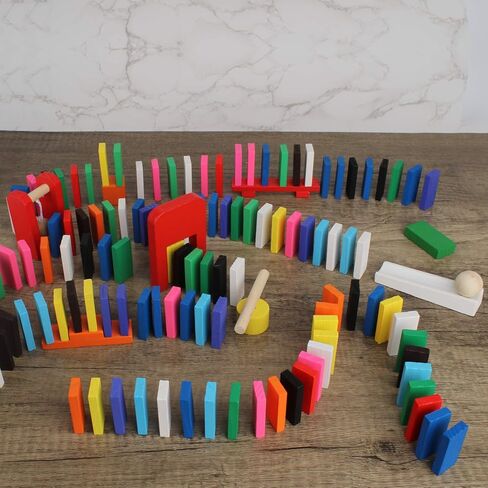 Calmado – 450 PCS Wooden Dominos for Kids - Domino Toys for Outdoor or Indoor Game, Dominos for Kids Ages 4-12 Including Bag, Instruction Manual & Accessories in Saudi Arabia