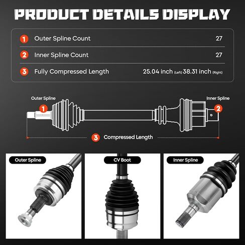 Front Left & Right CV Axle Shaft Assembly Fits for Dodge Dart 2.0L 2.4L 2013 2014 2015 2016, Automatic Transmission Only, Driver and Passenger Side, 2-Pack in Kuwait