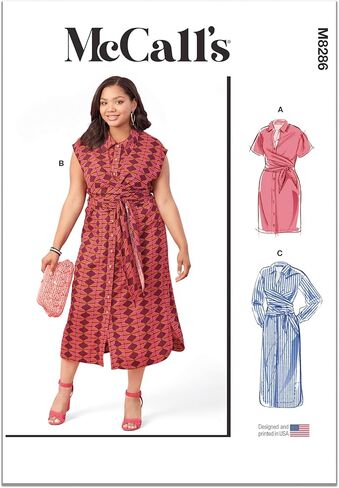 McCalls M8288KK Misses' and Women's Romper, Jumpsuits and Sash Sewing Pattern Kit, Design Code M8288, Sizes 26W-28W-30W-32W in Saudi Arabia