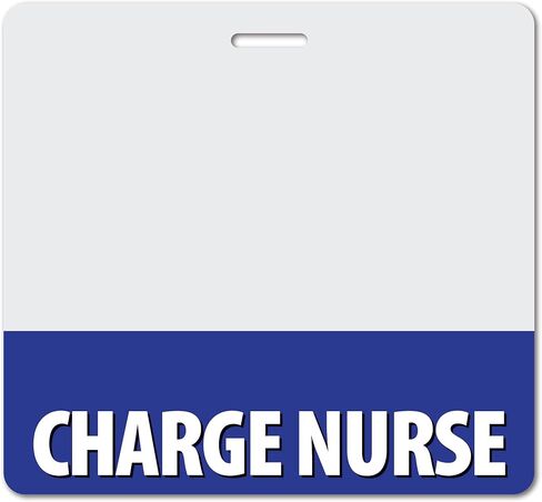 Charge Nurse Heavy Duty Horizontal Navy Blue (1 Pack) - Spill & Tear Proof Cards - 2 Sided USA Printed Quick Role Identifier ID Tag Backer by BadgeZoo in Kuwait
