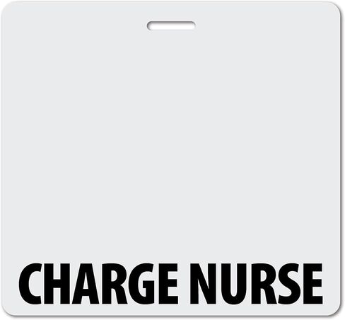 Charge Nurse Heavy Duty Horizontal Navy Blue (1 Pack) - Spill & Tear Proof Cards - 2 Sided USA Printed Quick Role Identifier ID Tag Backer by BadgeZoo in Kuwait
