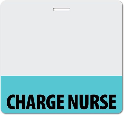 Charge Nurse Heavy Duty Horizontal Navy Blue (1 Pack) - Spill & Tear Proof Cards - 2 Sided USA Printed Quick Role Identifier ID Tag Backer by BadgeZoo in Kuwait
