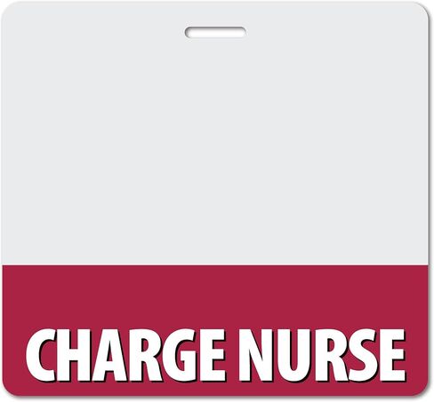 Charge Nurse Heavy Duty Horizontal Navy Blue (1 Pack) - Spill & Tear Proof Cards - 2 Sided USA Printed Quick Role Identifier ID Tag Backer by BadgeZoo in Kuwait