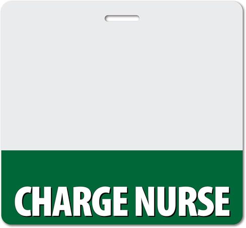 Charge Nurse Heavy Duty Horizontal Navy Blue (1 Pack) - Spill & Tear Proof Cards - 2 Sided USA Printed Quick Role Identifier ID Tag Backer by BadgeZoo in Kuwait