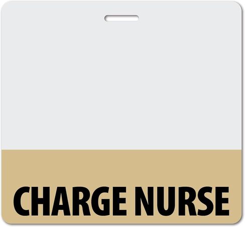 Charge Nurse Heavy Duty Horizontal Navy Blue (1 Pack) - Spill & Tear Proof Cards - 2 Sided USA Printed Quick Role Identifier ID Tag Backer by BadgeZoo in Kuwait
