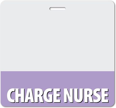 Charge Nurse Heavy Duty Horizontal Navy Blue (1 Pack) - Spill & Tear Proof Cards - 2 Sided USA Printed Quick Role Identifier ID Tag Backer by BadgeZoo in Kuwait