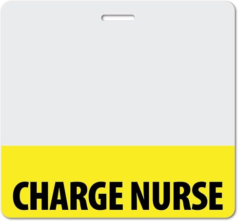Charge Nurse Heavy Duty Horizontal Navy Blue (1 Pack) - Spill & Tear Proof Cards - 2 Sided USA Printed Quick Role Identifier ID Tag Backer by BadgeZoo in Kuwait