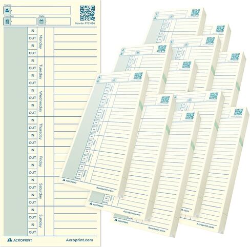 Acroprint Authentic Time Card for ES700/ES900/Green Time Clock, 550/Pack (01-0296-007) in Saudi Arabia