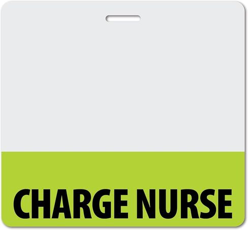 Charge Nurse Heavy Duty Horizontal Navy Blue (1 Pack) - Spill & Tear Proof Cards - 2 Sided USA Printed Quick Role Identifier ID Tag Backer by BadgeZoo in Kuwait