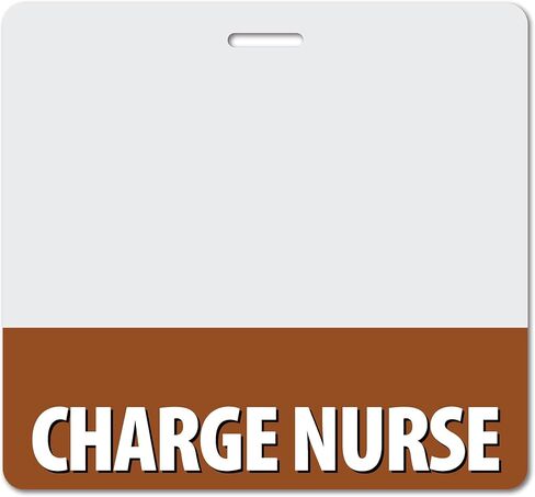 Charge Nurse Heavy Duty Horizontal Navy Blue (1 Pack) - Spill & Tear Proof Cards - 2 Sided USA Printed Quick Role Identifier ID Tag Backer by BadgeZoo in Kuwait