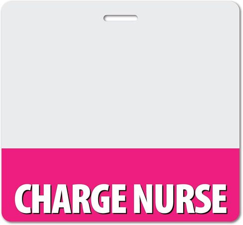 Charge Nurse Heavy Duty Horizontal Navy Blue (1 Pack) - Spill & Tear Proof Cards - 2 Sided USA Printed Quick Role Identifier ID Tag Backer by BadgeZoo in Kuwait
