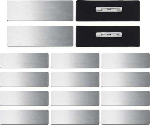 16 Pcs Blank Silver Plastic Name Tag, DIY Name Badge 0.98inch x 2.9inch ID Badge, Easy to Wear，Reusable Badges for Office Workers Personalized Badges Making in Saudi Arabia