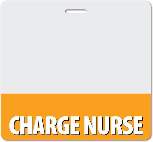 Charge Nurse Heavy Duty Horizontal Navy Blue (1 Pack) - Spill & Tear Proof Cards - 2 Sided USA Printed Quick Role Identifier ID Tag Backer by BadgeZoo in Kuwait