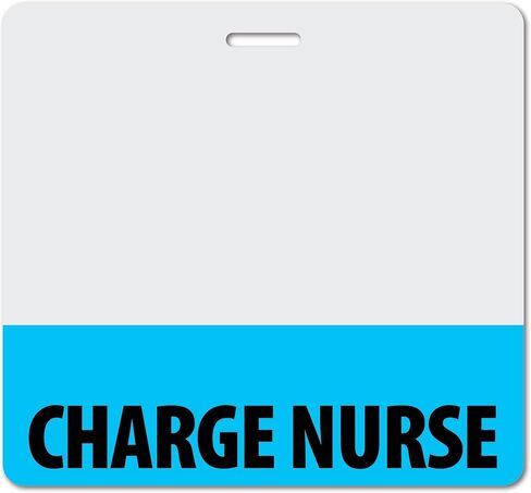 Charge Nurse Heavy Duty Horizontal Navy Blue (1 Pack) - Spill & Tear Proof Cards - 2 Sided USA Printed Quick Role Identifier ID Tag Backer by BadgeZoo in Kuwait