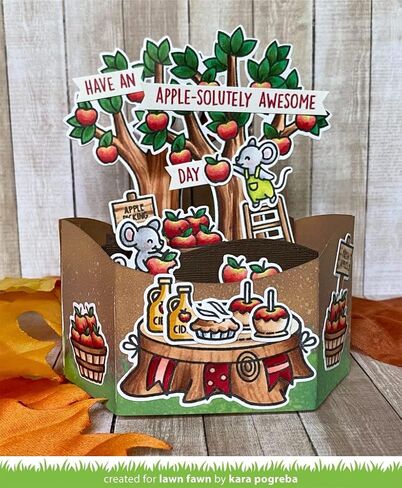 Lawn Fawn - Apple-solutely Awesome - Stamps Set and Dies Set - 2 Item Bundle in Kuwait