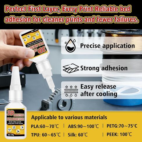 3D Printer Glue 30g with Precision Dropper – Fast-Drying CA Adhesive for PLA, ABS, PETG & TPU – Strong Bond for 3D Prints, Models & Miniatures – Anti-Clog, Clear - 3D Printing Accessories in Saudi Arabia