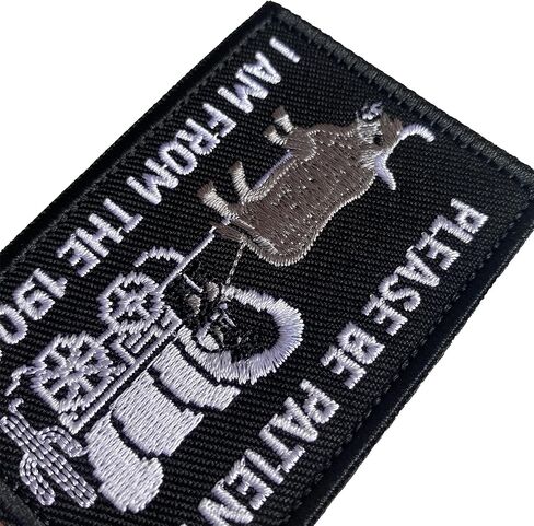 Please Be Patient I am From the 1900s Ox-Drawn Wagon Cowboy Patch, Funny Hook and Loop Morale Retro Patches for Backpack, Bag, Jackets, Clothes, Dog Vest Harness, Hats, 3.14" x 2.16" (Black) in Saudi Arabia