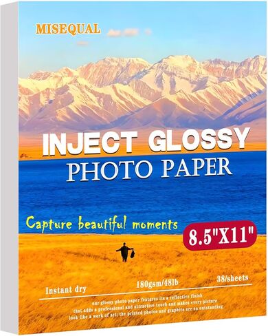 38 Sheets Glossy Photo Paper Instant Dry 8.5 x 11 inches Inkjet Photo Printer Paper for Photos Calendars Brochures Cards DIY Chip Bag in Saudi Arabia