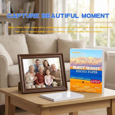 38 Sheets Glossy Photo Paper Instant Dry 8.5 x 11 inches Inkjet Photo Printer Paper for Photos Calendars Brochures Cards DIY Chip Bag in Saudi Arabia