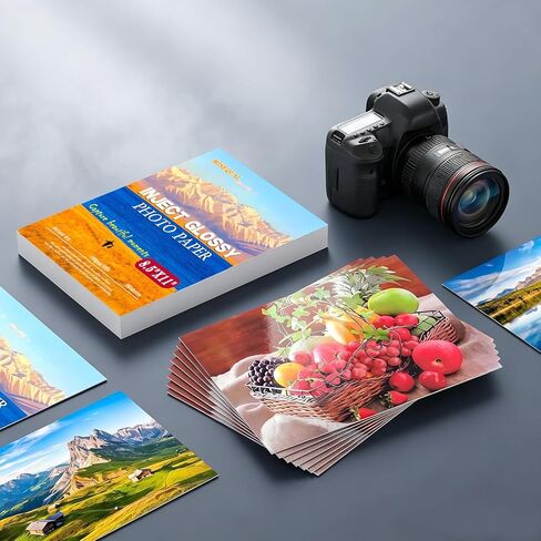 38 Sheets Glossy Photo Paper Instant Dry 8.5 x 11 inches Inkjet Photo Printer Paper for Photos Calendars Brochures Cards DIY Chip Bag in Saudi Arabia
