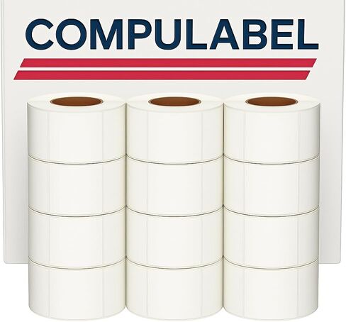 CompuLabel Direct Thermal Labels, 4-Inch x 1 1/2 Inch, White, Roll, Permanent Adhesive, Perforations Between Labels, 900 per Roll, 12 Rolls per Carton (530774) in Saudi Arabia