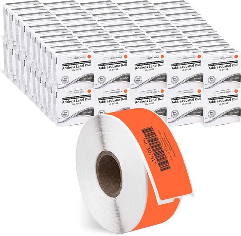 HOUSELABELS Compatible DYMO 30252 Orange Address Labels (1-1/8" x 3-1/2"), Strong Permanent Adhesive, Compatible with DYMO LW 450, 4XL, Rollo & Zebra Desktop Printers, 6 Rolls /2100 Labels in Kuwait