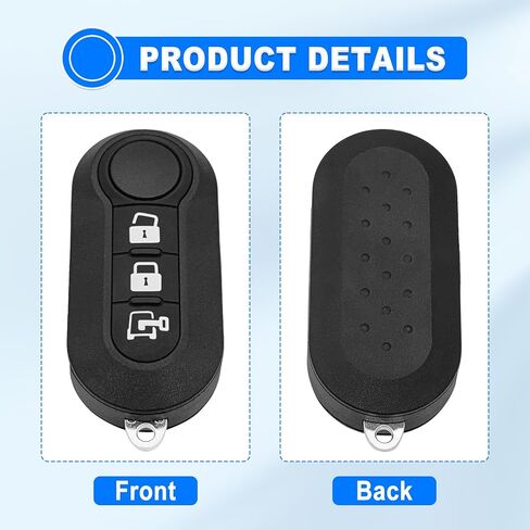 Replacement Key Fob Shell Case Cover for RAM ProMaster 1500 2500 3500 City 2015-2019 Fiat Ducato 500 3 Buttons Keyless Entry Remote Start Uncut Flip Blade RX2TRF198 in Kuwait
