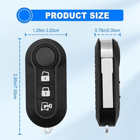 Replacement Key Fob Shell Case Cover for RAM ProMaster 1500 2500 3500 City 2015-2019 Fiat Ducato 500 3 Buttons Keyless Entry Remote Start Uncut Flip Blade RX2TRF198 in Kuwait