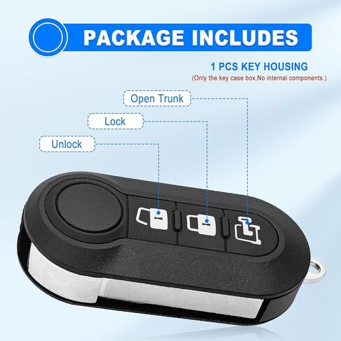 Replacement Key Fob Shell Case Cover for RAM ProMaster 1500 2500 3500 City 2015-2019 Fiat Ducato 500 3 Buttons Keyless Entry Remote Start Uncut Flip Blade RX2TRF198 in Kuwait