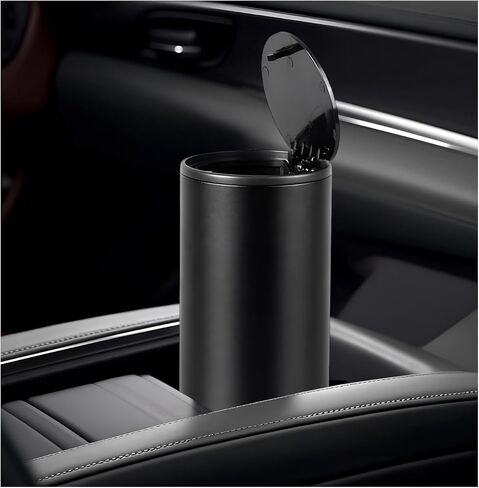Sun Walker Car Trash Can with Lid, Leakproof Small Cup Holder Garbage Container Detachable Trash Bin, Waterproof Aluminum Alloy Garbage Can Interior Dustbin for Vehicle Home Office (Silver) in Kuwait
