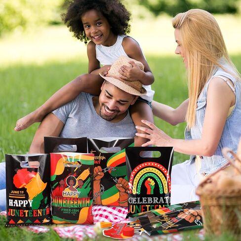 100 قطعة من أكياس Pasimy Happy Juneteenth البلاستيكية لحفلات Juneteenth حقائب هدايا كبيرة لعيد الاستقلال الأمريكي الأفريقي Goody Candy Treat Baggie لمستلزمات تزيين الحرية في 19 يونيو in Kuwait