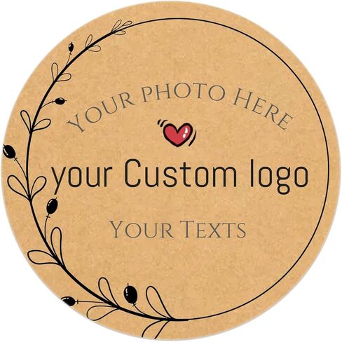 30-100pcs Personalized Stickers Labels Custom Business Logo Stickers Kraft Paper Labels in Circle, Rectangle, Square, Oval, in 1.5",2", 2.5“, 3", 4" (Round) in Kuwait