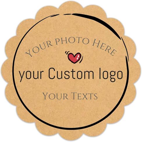 30-100pcs Personalized Stickers Labels Custom Business Logo Stickers Kraft Paper Labels in Circle, Rectangle, Square, Oval, in 1.5",2", 2.5“, 3", 4" (Round) in Kuwait