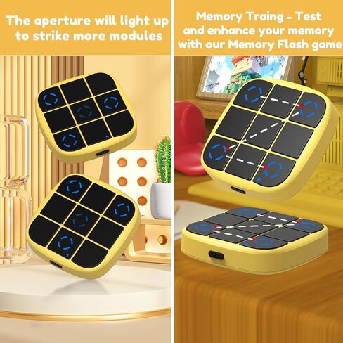 Rechargeable Tic-Tac-Toe Bolt Game, Upgraded 4-in-1 Handheld Puzzle Console, Electronic Educational Memory Game, Portable Travel Car Ride Board Games for Kids Adults (Yellow) in Saudi Arabia