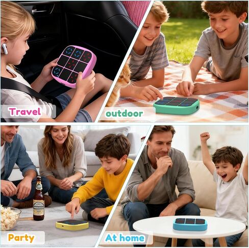 Rechargeable Tic-Tac-Toe Bolt Game, Upgraded 4-in-1 Handheld Puzzle Console, Electronic Educational Memory Game, Portable Travel Car Ride Board Games for Kids Adults (Yellow) in Saudi Arabia