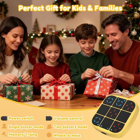 Rechargeable Tic-Tac-Toe Bolt Game, Upgraded 4-in-1 Handheld Puzzle Console, Electronic Educational Memory Game, Portable Travel Car Ride Board Games for Kids Adults (Yellow) in Saudi Arabia