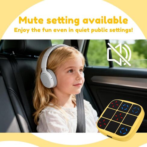 Rechargeable Tic-Tac-Toe Bolt Game, Upgraded 4-in-1 Handheld Puzzle Console, Electronic Educational Memory Game, Portable Travel Car Ride Board Games for Kids Adults (Yellow) in Saudi Arabia