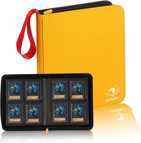 Toploader Binder, DTCGBIN 4-Pocket Top Loader Trading Card Binder Album Compatible for PKM TCG MTG,Holds 3"x4" 128 Rigid Cards (4-POCKET, Yellow Red) in Saudi Arabia