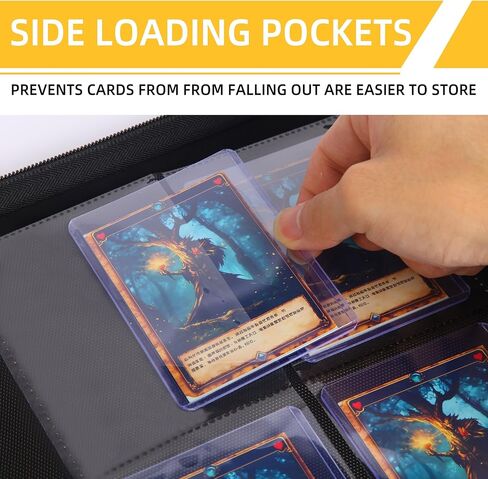 Toploader Binder، DTCGBIN 4-Pocket Top Loader Trading Card Binder Album متوافق مع PKM TCG MTG، يحمل 3 × 4 بوصة 128 بطاقة صلبة (4 جيوب، أصفر أحمر) in Kuwait